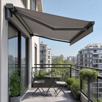 Auvent électrique à cassette intégrale rétractable pour balcon, terrasse, fenêtre, auvent extérieur, protection UV, housse en tissu HDPE