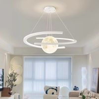 Lampe suspendue créative nordique en forme de boule de lune noire, luminaire moderne minimaliste pour chambre à coucher