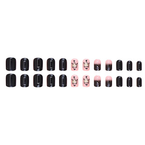 <span class=keywords><strong>Uñas</strong></span> Postizas Personalizadas de 24 Piezas, ABS, <span class=keywords><strong>con</strong></span> Pegamento, Color Blanco Hielo, Camelia, <span class=keywords><strong>Brillo</strong></span> <span class=keywords><strong>Dorado</strong></span>, Estilo INS, Cortas - Product Image 5