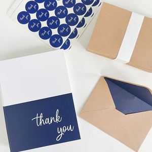 2025 도매 맞춤형 인사말 카드, 크라프트 종이 4x6 인치, 빈 카드, 즉시 배송, 감사 카드, 네이비 블루 무광 라미네이션 - Product Image 2