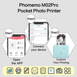 Pour <span class=keywords><strong>Phomemo</strong></span> <span class=keywords><strong>M02</strong></span> <span class=keywords><strong>Pro</strong></span> Mini imprimante Photo 300dpi poche imprimante thermique sans fil IOS Android Compatible Journal Organisation - Product Image 5