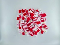 Fichas de Mahjong Americanas de Acrílico de 4 Capas, 30x22mm, 160 Piezas Rojas y Blancas Grabadas con Franja Verde, para Fiestas Familiares