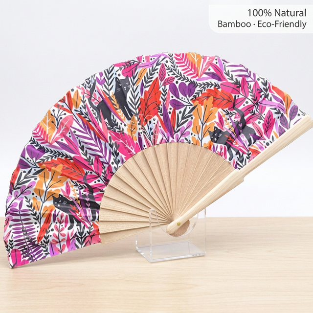 Eco-friendly Bamboo Folding Fan with Custom Logo Printed Promotional Gifts Portable Handheld Wood Paper Fan