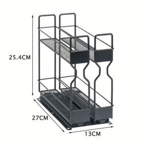 Carbon Steel Double Tier Rust Resistant Modern Storage Holders <b>Racks</b> Spice <b>Racks</b> <b>Kitchen</b> Under Sink Organizers Sliding Drawer - Product Image 5