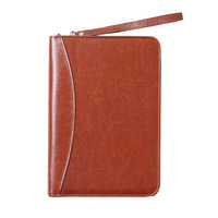 Carpeta de Oficina Multifuncional para Gerentes, con Clip, Logotipo Personalizable, A5, con Cierre, de Cuero, para Documentos, Regalo