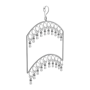 Stainless Steel Multi Layer Clothes Drying Rack With 20 <b>Clips</b> For Balcony Home Baby Dormitory Use Windproof <b>Hooks</b> - Product Image 3
