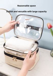 Large Capacity Double Layer PVC PU Zipper <b>Makeup</b> <b>Bag</b> Multifunction <b>Transparent</b> Toiletry Cosmetic Storage <b>Bag</b> - Product Image 6