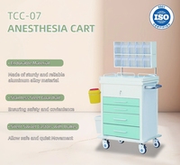 Chariot d'anesthésie médical moderne en alliage d'aluminium et acier inoxydable à quatre tiroirs avec verrouillage centralisé pour urgences hospitalières