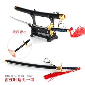 Sword mould of Demon Slayer press auto eject metal sword keychains zinc alloy keychain metal artcrafts from manufacture