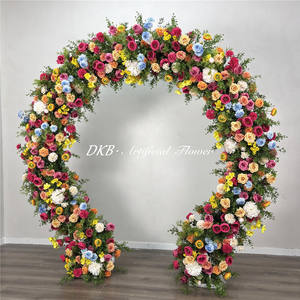 ซุ้มดอกไม้ประดิษฐ์เสมือนจริง ทำจากผ้าไหม ทนทาน เป็นมิตรกับสิ่งแวดล้อม สีฟ้าเขียว รูปทรงโค้ง สำหรับตกแต่งงานแต่งงานกลางแจ้ง - Product Image 3