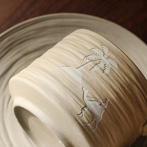 أكواب وصحون قهوة عربية بتصميم جديد بنمط الجمل والنجمة والقمر، طقم أكواب شاي بتصميم إبداعي مع شعار مخصص - Product Image 6