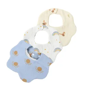 100% Cotton Super Absorbent Baby Muslin Bibs for Eating Drooling and Teething