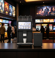 Máquina de Café Espresso de Sobremesa, Equipo Expendedor de Café Comercial de Autoservicio con Enfriador de Agua Independiente