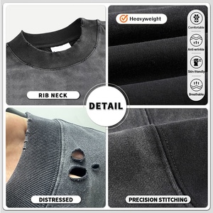 <span class=keywords><strong>T</strong></span>-<span class=keywords><strong>shirt</strong></span> Vintage da <span class=keywords><strong>Uomo</strong></span> Personalizzata con Lavaggio Acido, Girocollo <span class=keywords><strong>a</strong></span> <span class=keywords><strong>Costine</strong></span>, Tessuto Pesante Invecchiato 100% Cotone - Product Image 4
