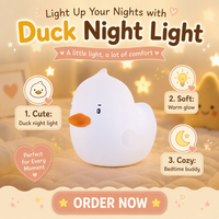 Lampe Bébé en Silicone Lapin et Canard Mignons, Vente en Gros, Contrôle Tactile, Capteur Tactile, Lumière LED, Rechargeable USB, Veilleuse en Silicone, Vente en Gros