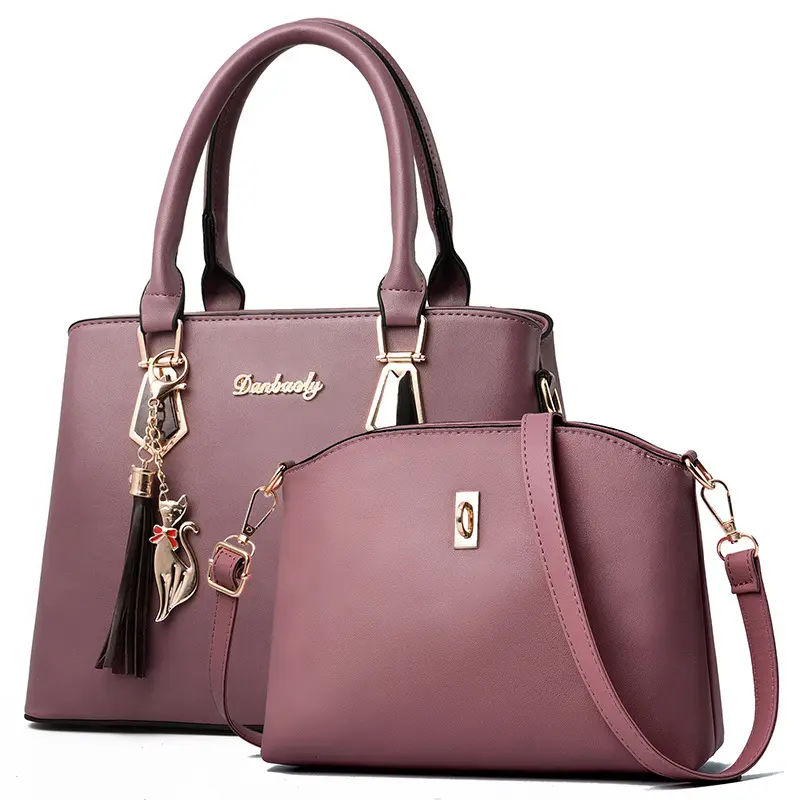 Luxury Top Branded Colorful Lady Shoulder Crossbody Hand Bag Women's 2 Piece PU Leather Purses Handbags