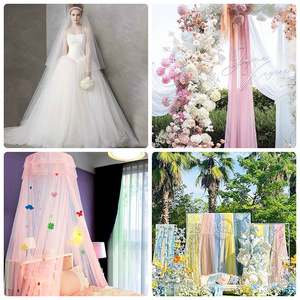 3m de large Tissu en maille Voile de brouillard Robe de mariage Décoration de mariage Voile blanc transparent <span class=keywords><strong>Moustiquaire</strong></span> Jupe Tissu transparent - Product Image 4