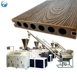 เครื่องผลิตโปรไฟล์พื้นระเบียงพลาสติก PE WPC สายการผลิตเครื่องอัดรีดโปรไฟล์ WPC PVC เครื่องผลิตวัสดุผสมไม้พลาสติก - Product Image 1