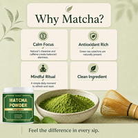 Poudre de thé vert Matcha japonais de qualité cérémonielle 100 % pure, végétalienne, naturelle et sans sucre, marque privée OEM, supplément antioxydant