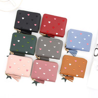 Dompet rumbai PU wanita penjualan terbaik Model pendek kualitas tinggi dompet Mini ritsleting hati cinta musim panas