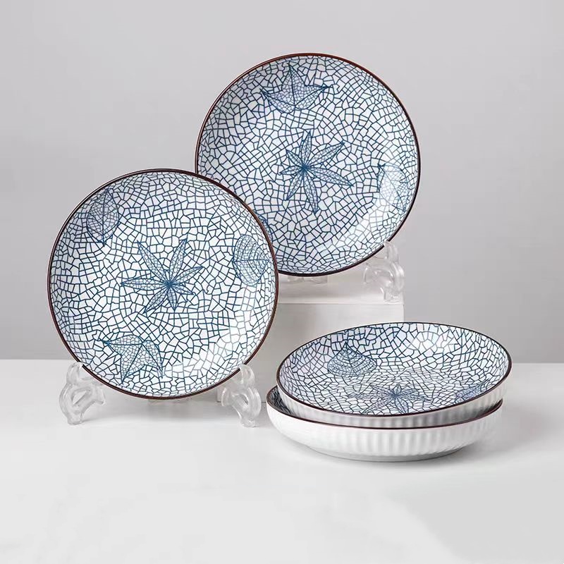 Assiette Yamada 8 pouces qiuye-bleu Boîte de 40