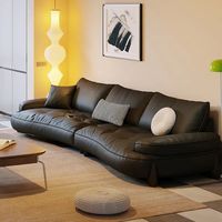 Ensemble de canapés italiens modernes et minimalistes pour petits espaces de vie, en cuir de vachette première couche, avec rangées courbes et droites, garni d'éponge