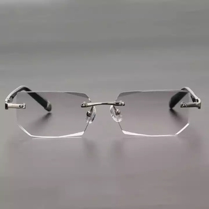 Lunettes de lecture Vintage pour hommes, coupe en diamant, métal Anti-lumière bleue, sans monture, nouvelle collection <span class=keywords><strong>2022</strong></span> - Product Image 3