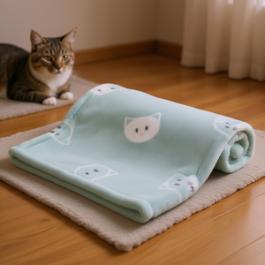 Manta Mimi para Mascotas, 70 x 50 cm, Color Verde Salvia, Felpa Suave con Estampado de Gato, Manta Acogedora para Mascotas - Product Image 3