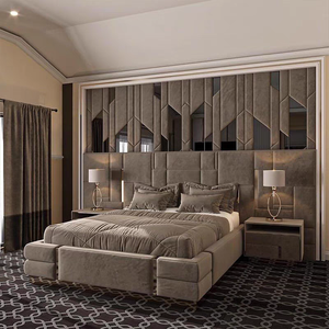 Perabotan tempat tidur Italia mewah produsen ukuran kustomisasi Set kamar tidur mewah tempat tidur lapis kain dengan sandaran kepala tinggi - Product Image 6