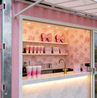 Kiosque mobile préfabriqué en acier rose de 20 pieds, bar à café, design moderne, kiosque extérieur, boutique pop-up pour centre commercial