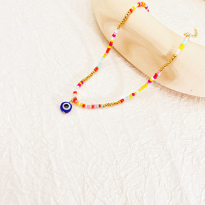 Collar de cuentas de colores con colgante de ojo turco, gargantilla bohemia para fiesta, colores mixtos, envío aleatorio - Product Image 1