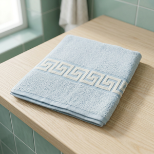 Serviette de bain en coton 100% premium, bordure à motif grec, douce, absorbante, séchage rapide, pour hôtel et maison - Product Image 3