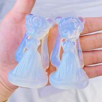 Cristal de ópalo Rosa natural de alta calidad, personaje de dibujos animados, cristal curativo, talla de Sailor Moon para decoración de regalos
