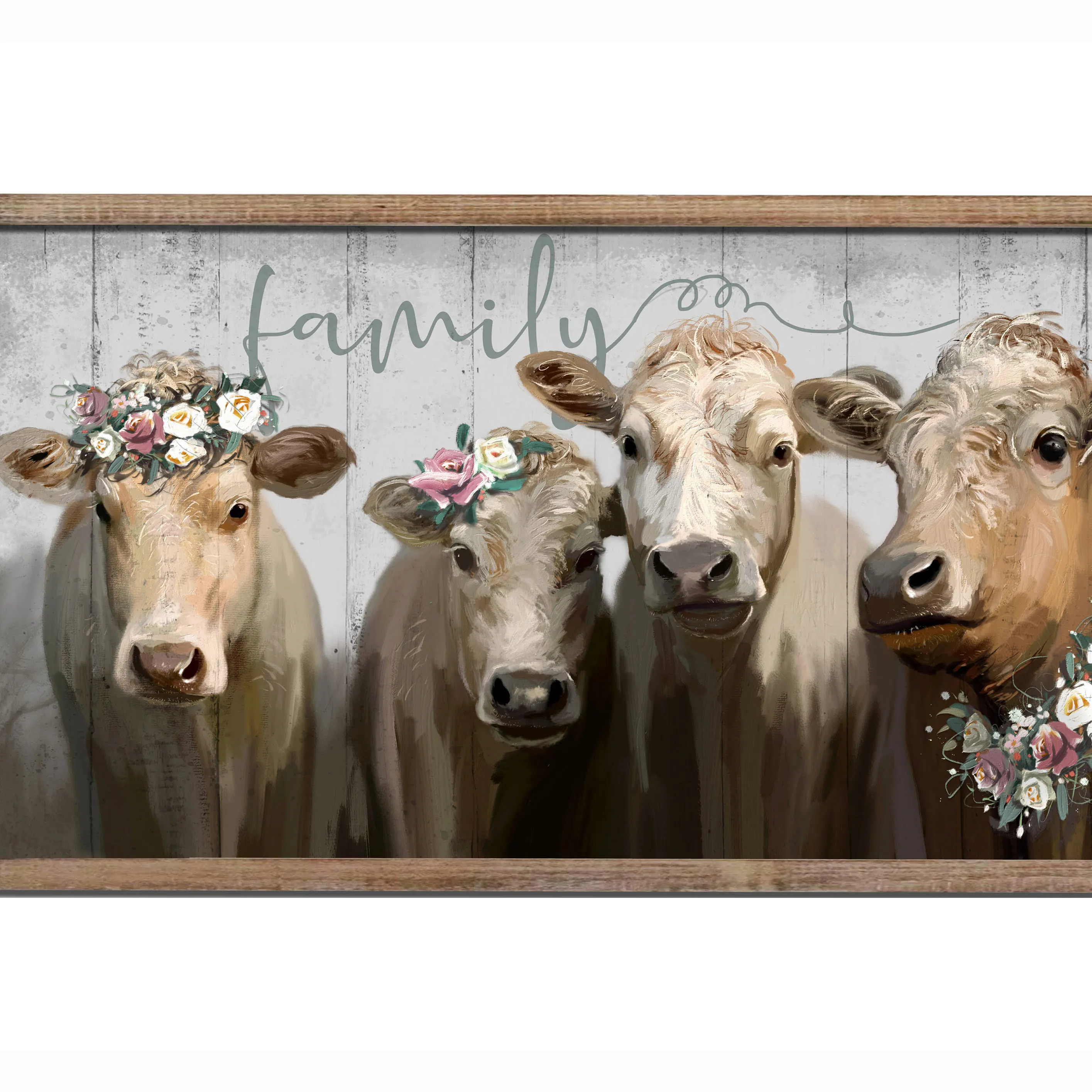 Modern Printmaking Wall Art Painting Hand Painted Farm Cow Canvas Cafe Kitchen Decoration