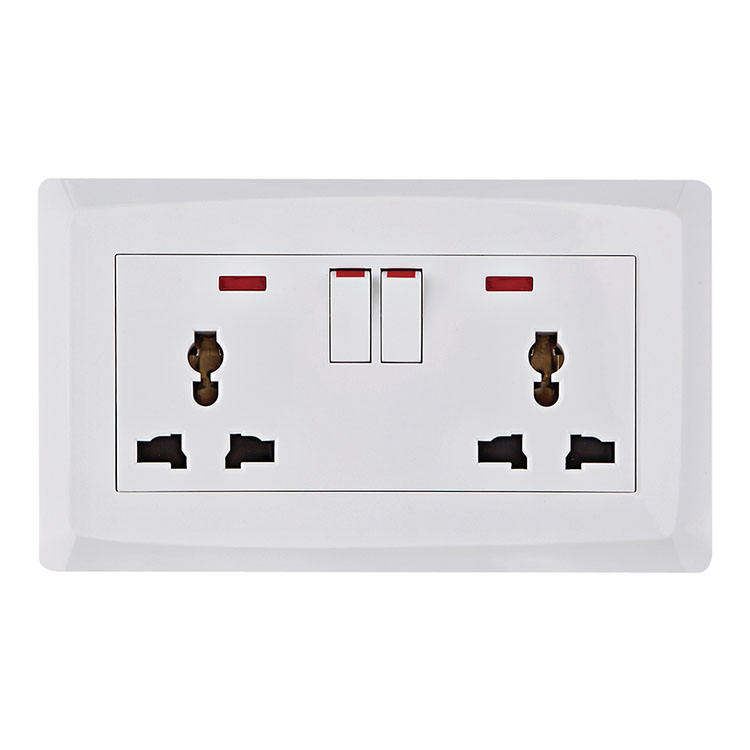 VNX Best Selling 2 Gang Multi Switched Socket Wholesale Home Using Electrical Switch and Socket 250V
