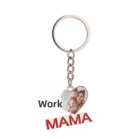 Porte-clés en alliage de zinc à transfert thermique vierge, tendance internationale, pour la Fête des Pères, la Fête des Mères, ornements de sac, bijoux créatifs DIY