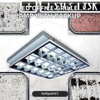 Plafonnier LED encastré moderne en aluminium 60x60cm (2x2ft) avec grille de ventilation, compatible T8 G13, avec alimentation de secours