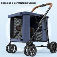 Poussette pour animaux de compagnie grand format, pliage rapide en un clic, respirante, facile à transporter, chariot de voyage extérieur pour animaux