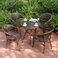 Aluminium-Legierung Französischer Bistro-Esszimmerstuhl-Set mit Koriander-Design für Villa, Küche, Schlafzimmer, Komfortable Klappbare Gartenmöbel