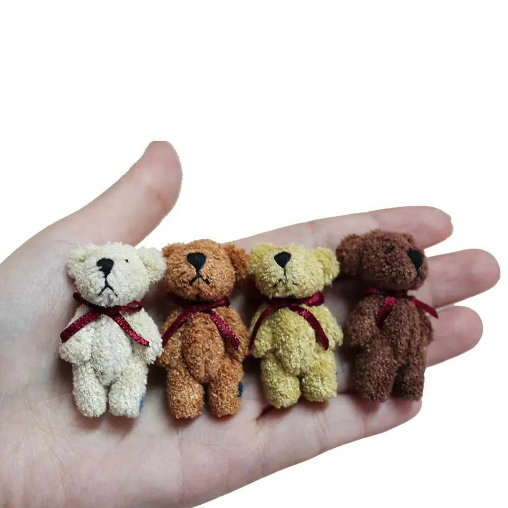 2024 Small size cute mini teddy bear plush toy fashion stuffed soft mini plush polar bear joint bears