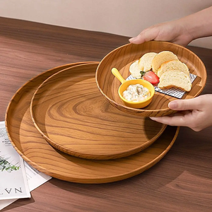 Assiettes creuses réutilisables en plastique léger à motif grain de bois pour la maison et la cuisine, idéales pour salades, desserts et collations en cuisine ou dans les restaurants. - Product Image 3