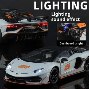 Coche de Juguete de Aleación Fundida a Presión HMB <span class=keywords><strong>Svj63</strong></span>, Modelo de Coche Deportivo, Regalo para Niños con Efectos de Luz y Sonido de Alta Calidad, Escala 1:24, con Función de Retroceso - Product Image 4