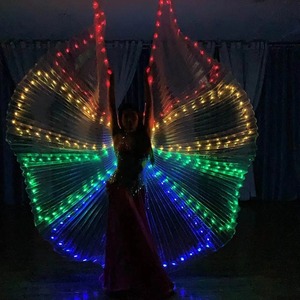 Oggetti di scena da ballo Led ali luminose danza del ventre ali dorate spettacolo da tavolo modello fluorescente mantello - Product Image 3