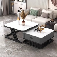 Ensemble de table basse et de meuble TV YOUTAI 2024, luxe, or et blanc, ensemble de meubles modulaires sectionnels pour salon