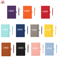 Ensemble cadeau de carnet d'entreprise avec logo personnalisé, carnet en cuir PU écologique, couverture rigide avec stylo
