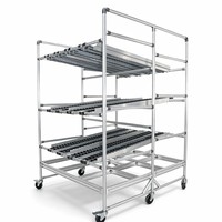 Étagère de manutention AGV en aluminium sur mesure, avec rail à rouleaux ESD, système FIFO pour le stockage et le retournement des marchandises