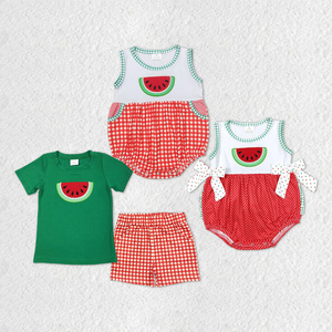 Conjunto de Ropa de Verano para Bebé Niño con Bordado de Sandía para Hermanos - Product Image 1