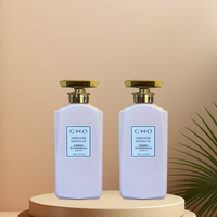 Bouteille rose de luxe de 500 ml avec tête de pompe dorée, emballage cosmétique en plastique plat, bouteille à pompe pour shampoing et lotion