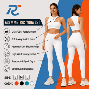 Ensemble de <span class=keywords><strong>yoga</strong></span> personnalisé pour femme : soutien-gorge de sport asymétrique et leggings taille haute pour la gym et l'entraînement - Product Image 1