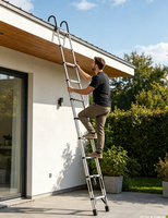 Escalera telescópica plegable multiusos de alta resistencia de 4.3M, acero inoxidable, capacidad de carga de 150 kg, bloqueo manual, para almacén